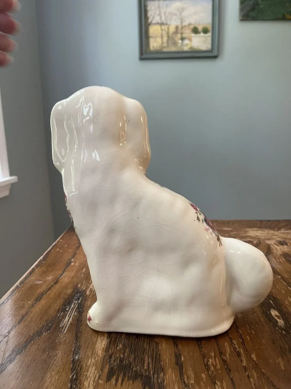 Vintage Large Rose Chintz Staffordshire Spaniel Dog Figurine - English Country D